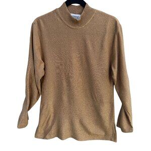 Cervelle Vintage Womens Glam Gold Metallic Long Sleeve Mock Neck Party Sweater S